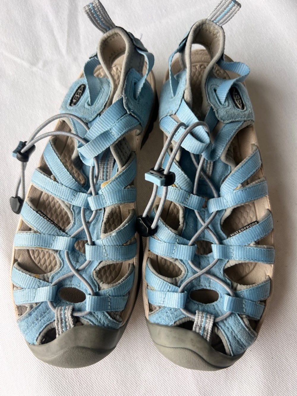 Keen Light Blue Women's Outdoor Sandals with Bungee Lacing size 8.5
